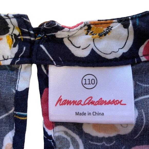 Hanna Anderson Floral Shift Dress Girls 5 110 Multicolor Long Sleeve Bow Unlined - Picture 3 of 9